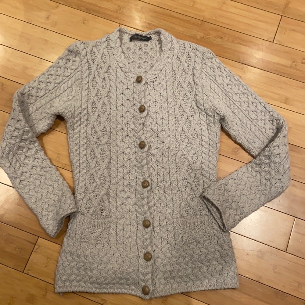 IrelandsEye 100% merino wool cream cardigan